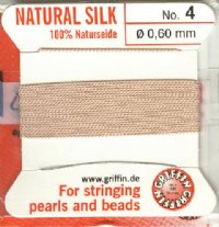 2 Meters of #4 Beige Griffin Silk Cord with Fixed Needle